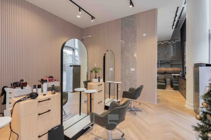 Completed interior renovation of a commercial hair salon by Lucky 5 Group.